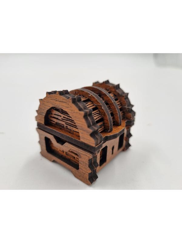 Ahşap Dekoratif Mini Sandık Kutu Ceviz Desenli