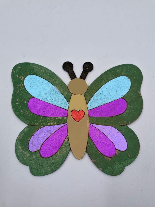 1 Adet Sevimli Kelebek Ahşap Boyama Okul Diy Etkinlik Aktivite Sanat 15 cm x 12 cm