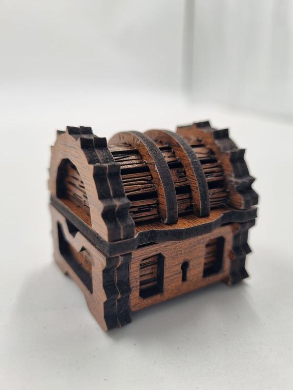 Ahşap Dekoratif Mini Sandık Kutu Ceviz Desenli