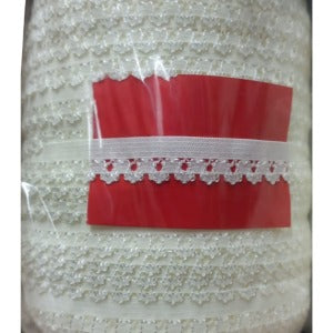 Çamaşır Lastiği Dantelli 1 cm 1 Metre Kırık Beyaz