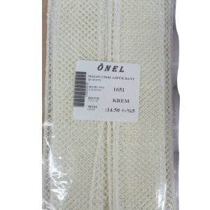 Dantel Polyester Güpür Bant Krem 14,50 Metre En 3 cm ON-1651-KR