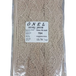 Dantel Polyester Sanal Tül Bant Cappucino 13,70 Metre En 6 cm ON-784-C