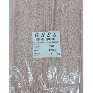 Dantel Polyester Sanal Tül Bant Pudra 15 Metre En 6 cm ON-698-PU