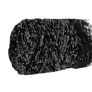 Makrome İpi 3mm Polyester Siyah Gümüş Simli