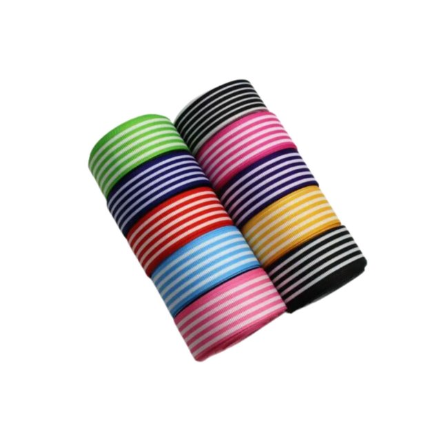 Tafta Çizgi Desen Kurdele 25 mm Mavi 2 Metre