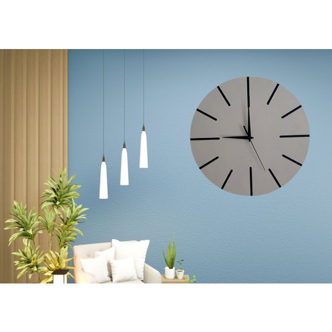 Ahşap Minimal Dekoratif Duvar Saati - 33x33 cm Gri