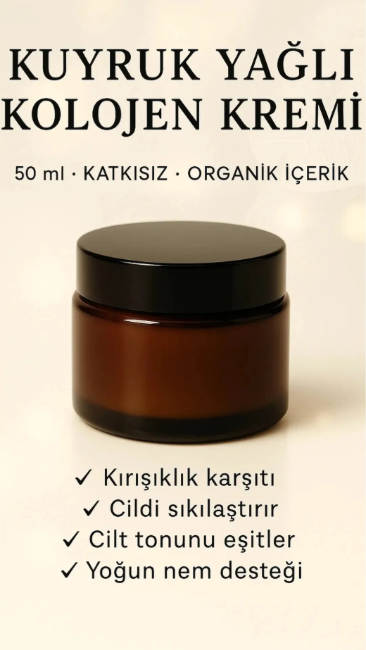Kuyruk Yağı & Kolajen İçerikli Doğal Yüz Bakım Kremi – 50 ml | Sıkılaştırıcı & Nemlendirici Etki