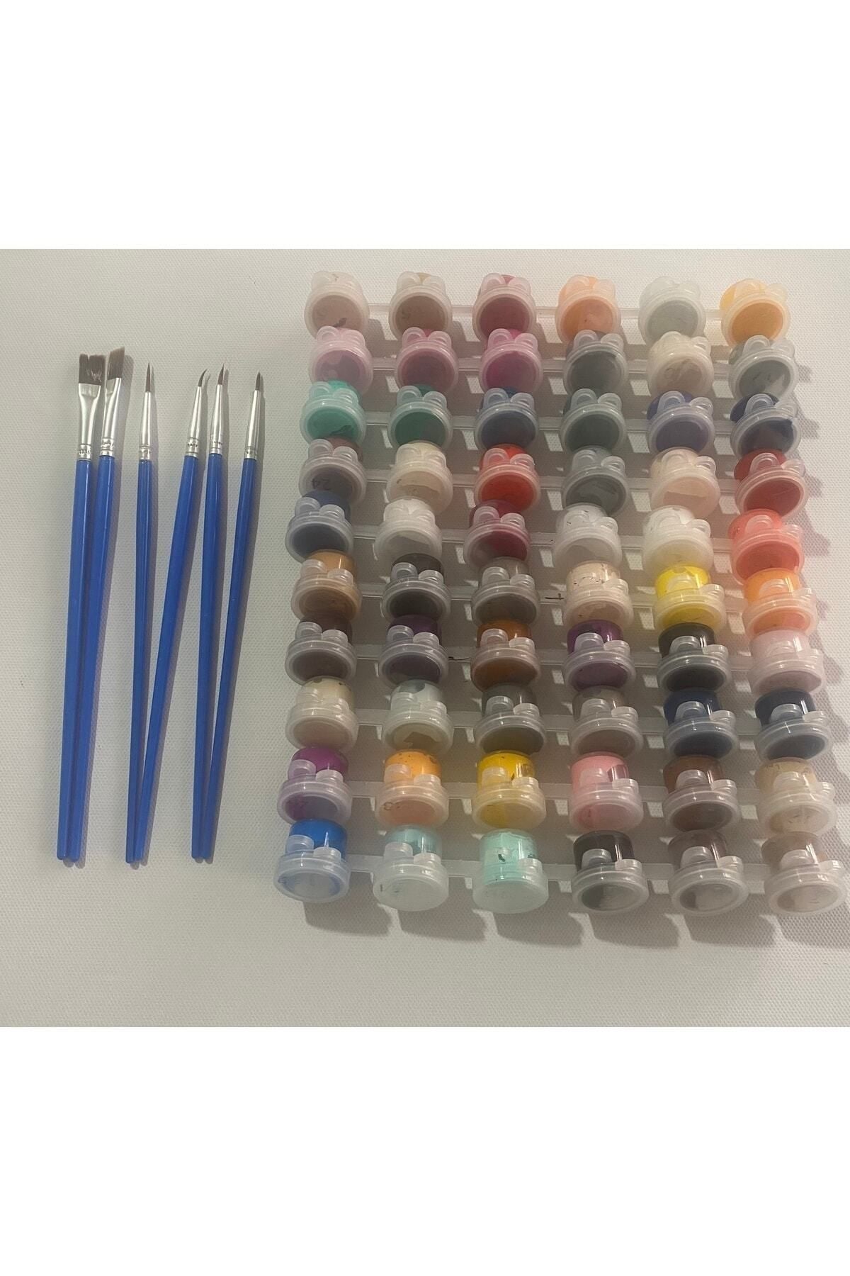 Akrilik Boya Seti 60 Renk + 6’lı Fırça Seti – (5 ml x 60 Renk)