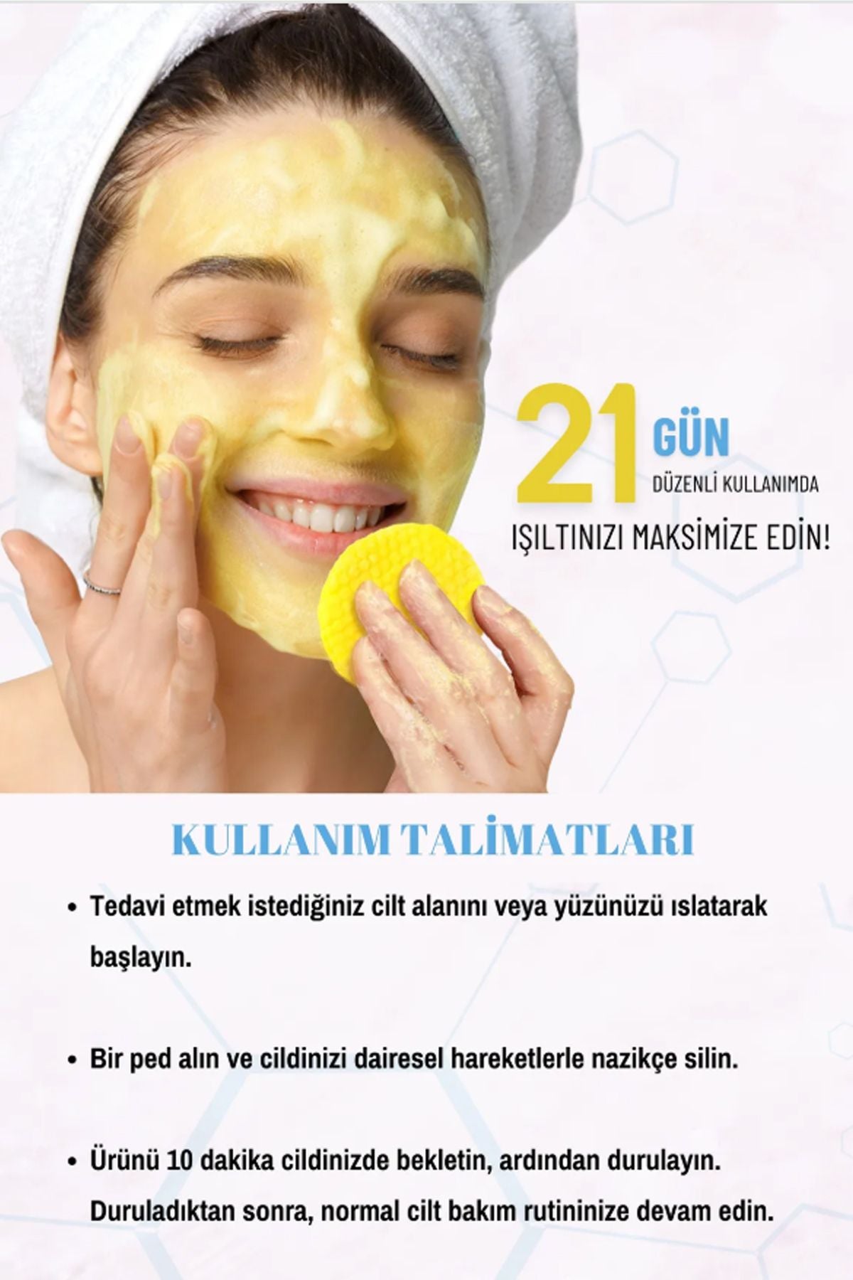Leke Karşıtı Kojik Asit ve Zerdeçal Yüz Temizleme Pedi – 40 Adet