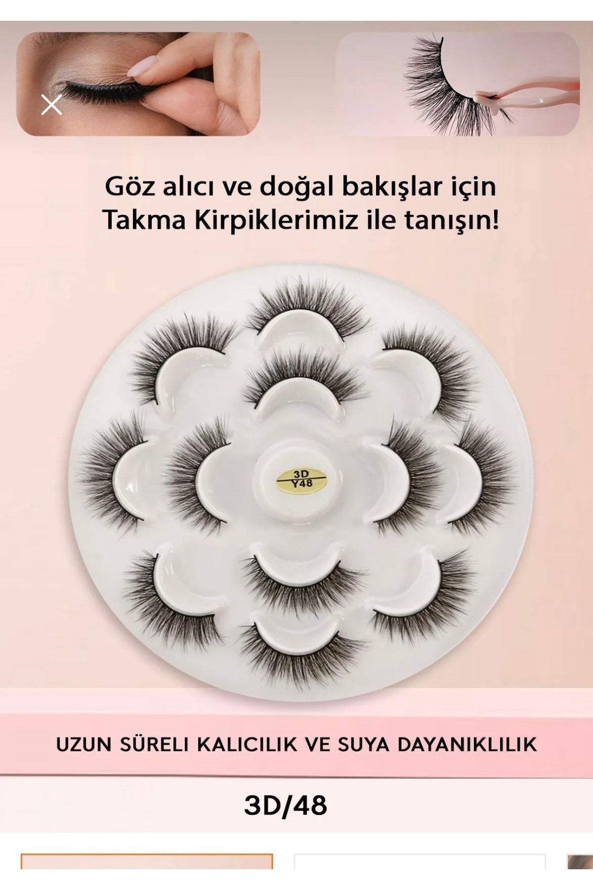 Takma Kirpik Doğal Ipek 3d-48 ( 7 Çift) Hacimli Doğal Görünüm