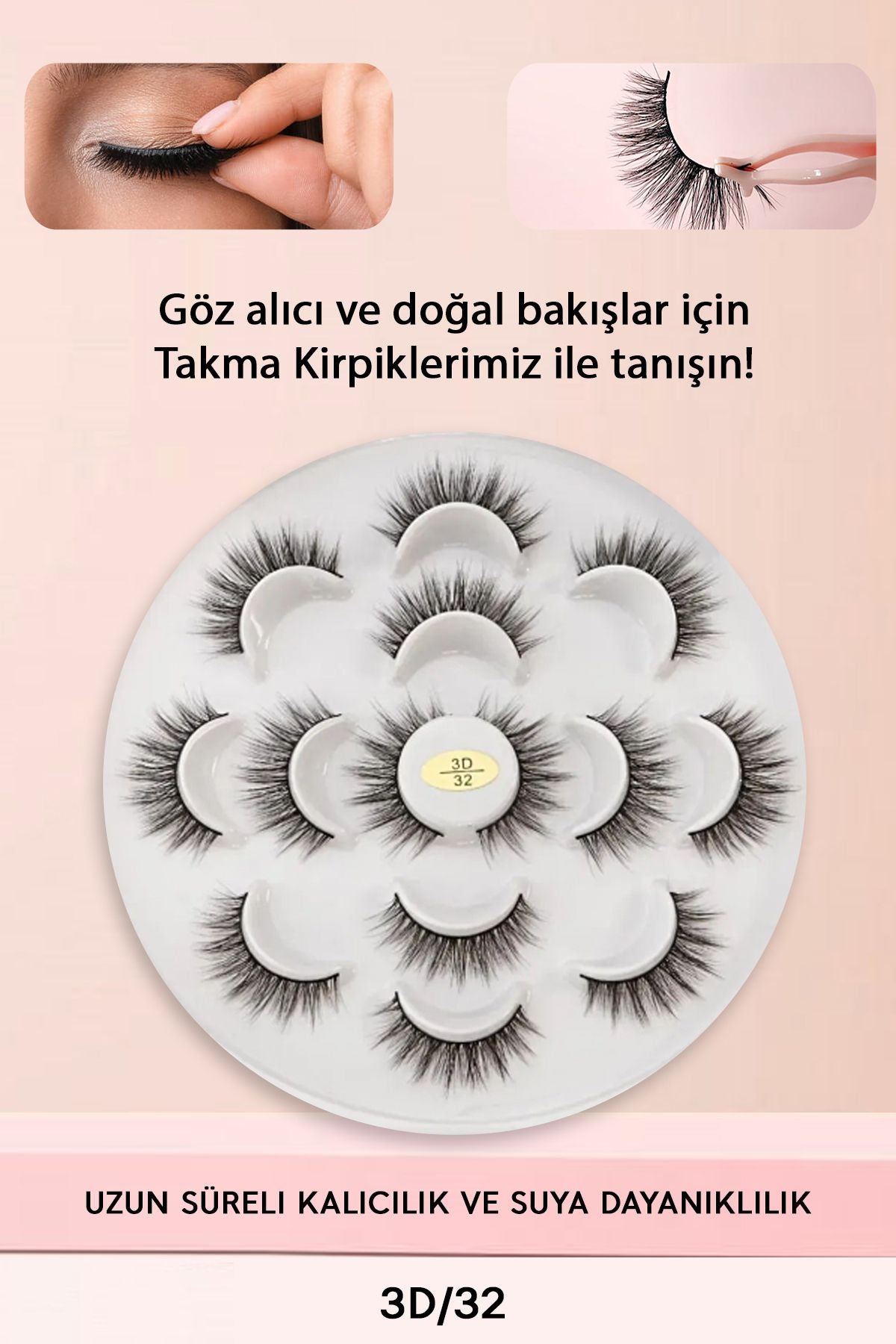 Takma Kirpik 7 Çift 3d Doğal Ipek - 32 Hacimli Doğal Görünüm