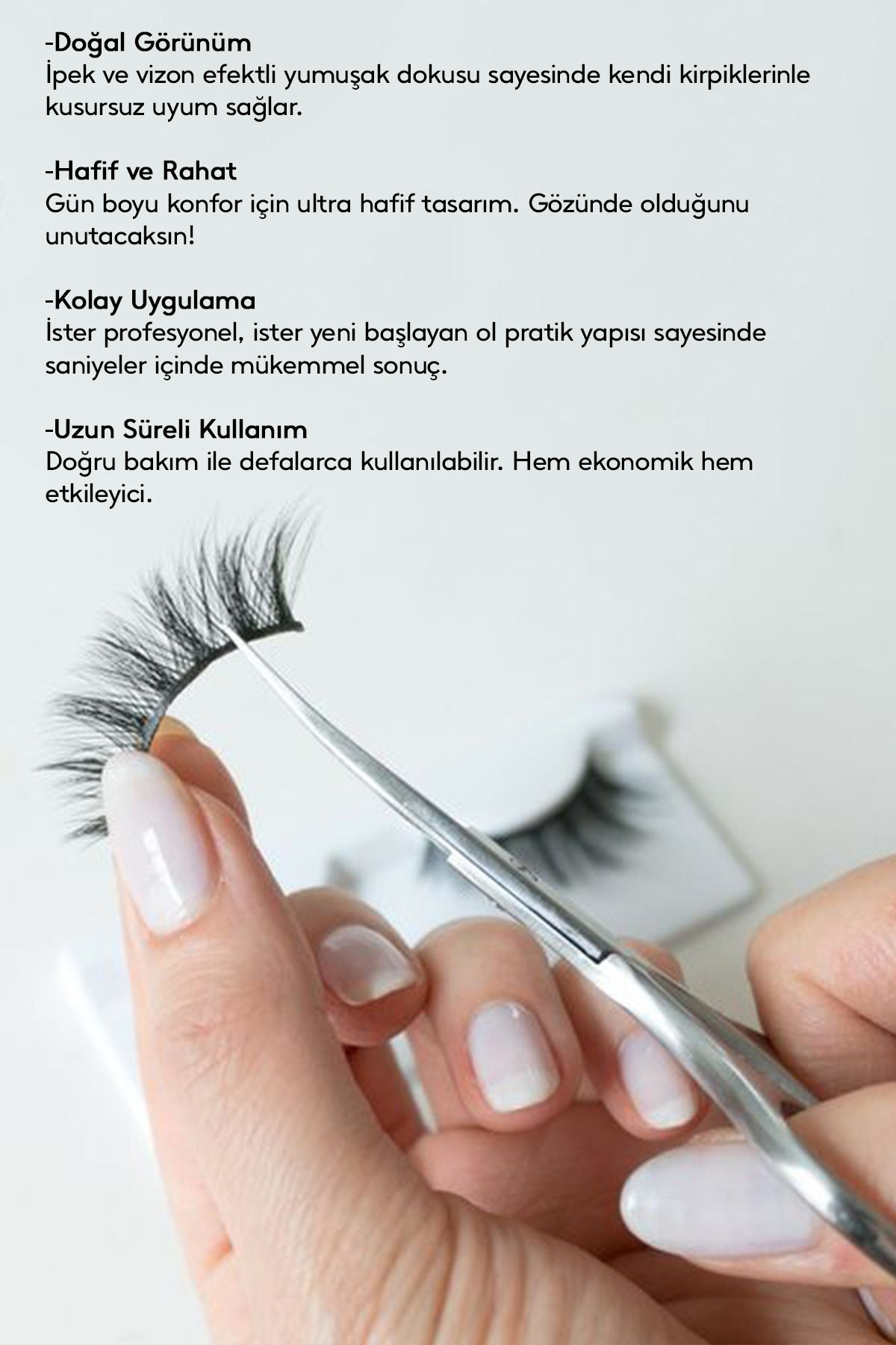 Takma Kirpik Doğal Kısadan Uzuna Orta Yoğunlukta Tekli 06