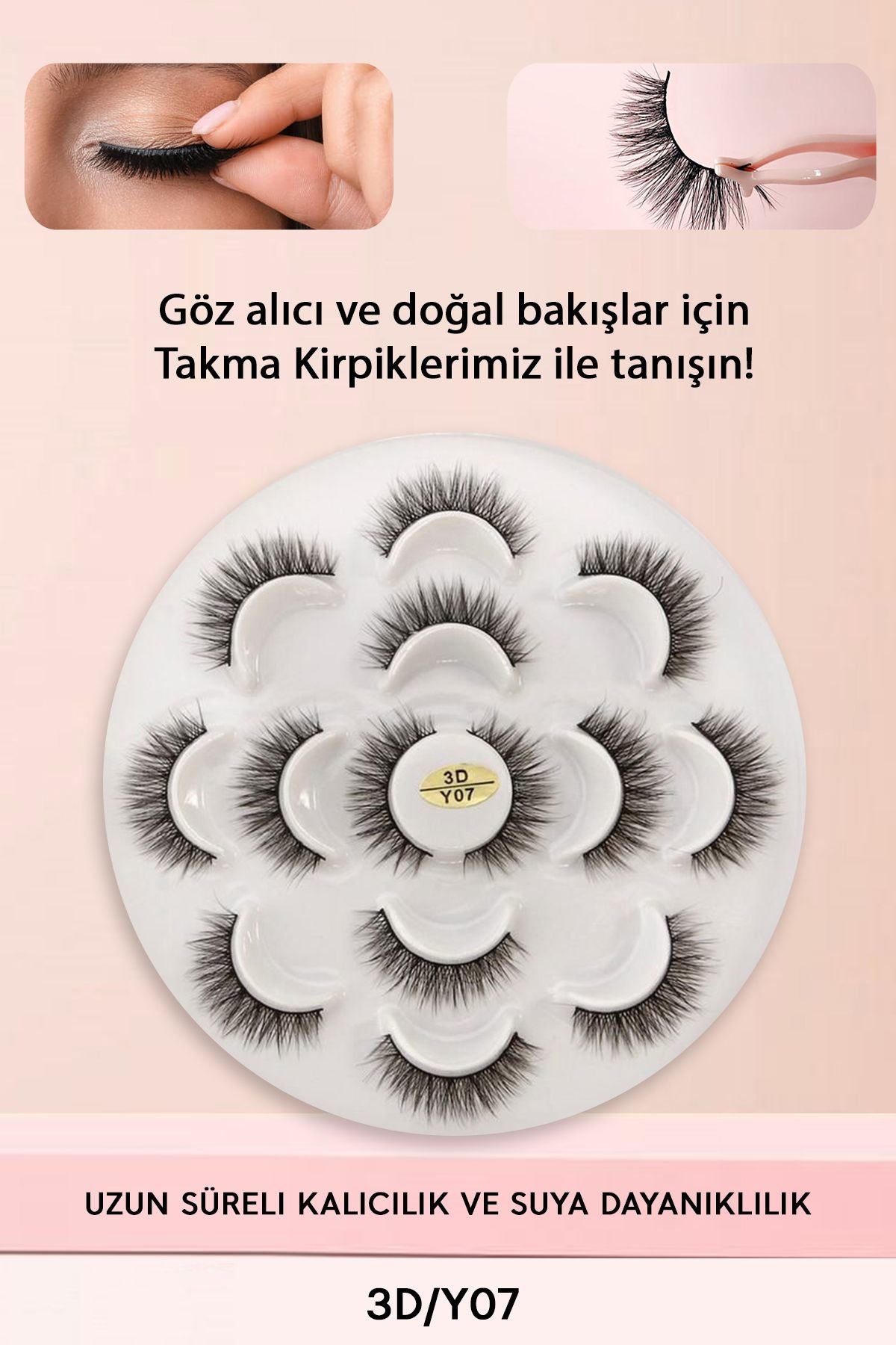 7 Çift Doğal İpek Takma Kirpik 5D 07 Hacimli