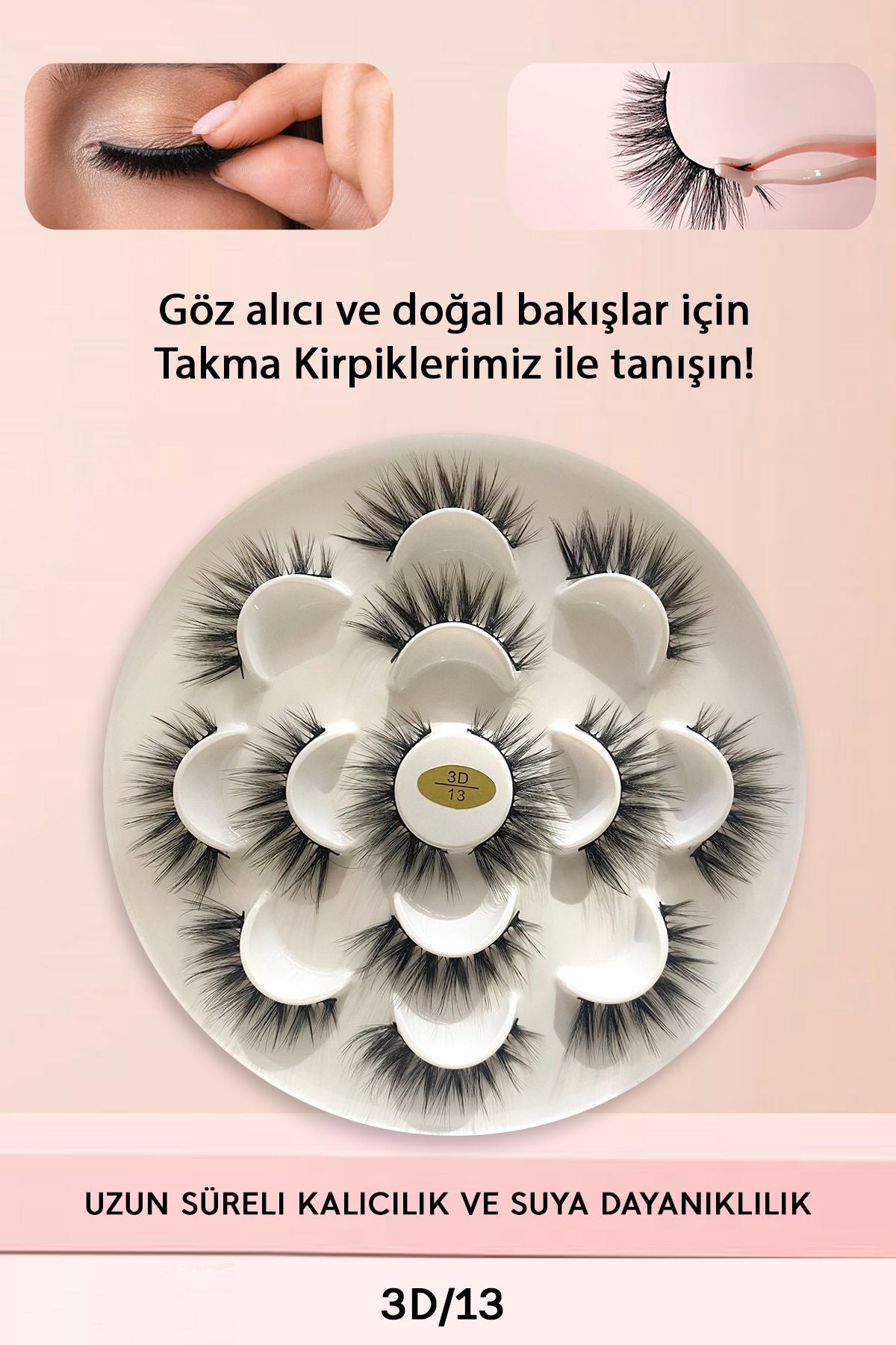 İpek Takma Kirpik 7 Çift 3D-13 Uzun Yoğun Görünüm News Sfey 997516