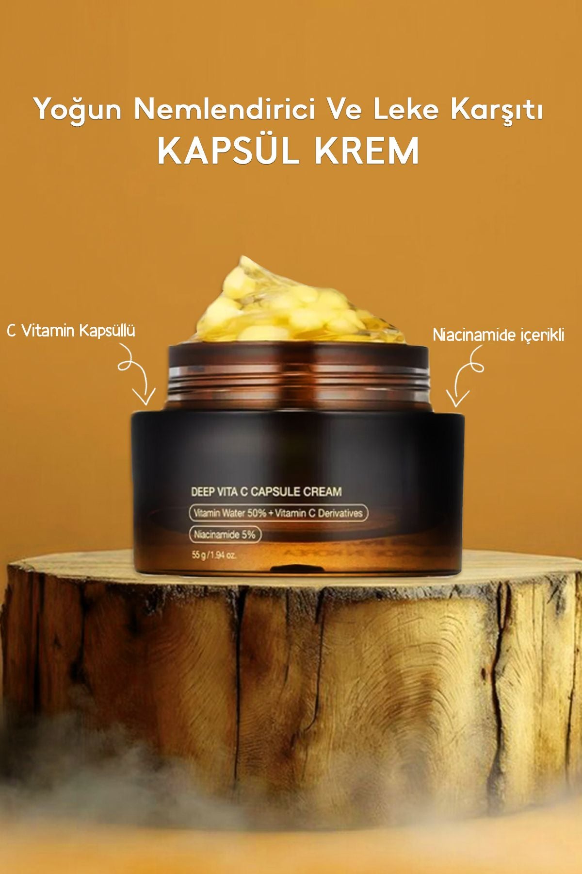 Kapsül Yüz Kremi – Cilt Aydınlatıcı, Vitamin C Yoğun Nemlendirici ve Leke Karşıtı