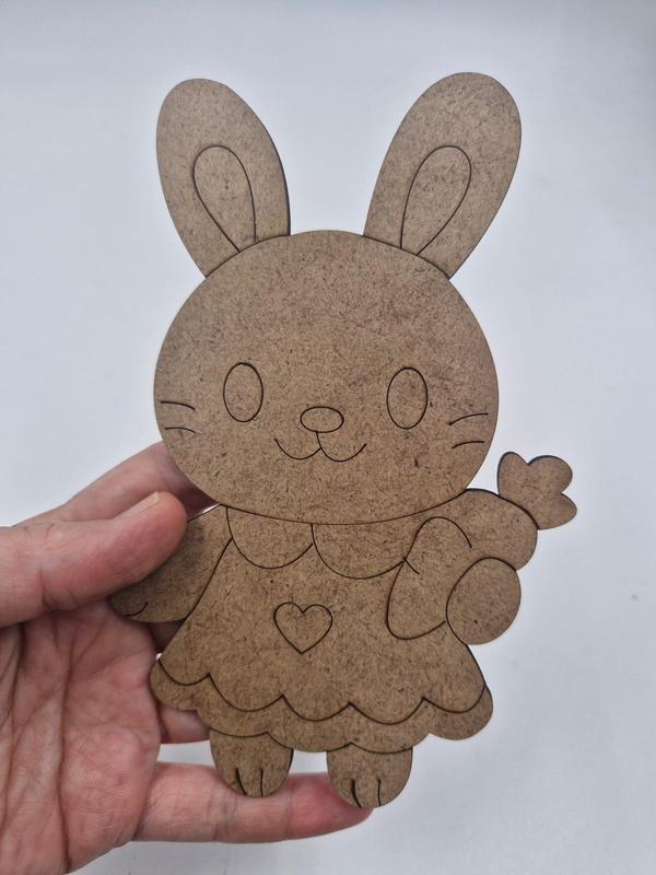 5 Adet Sevimli Tavşan Ahşap Boyama Okul Diy Etkinlik Aktivite Sanat 15 cm x 10 cm