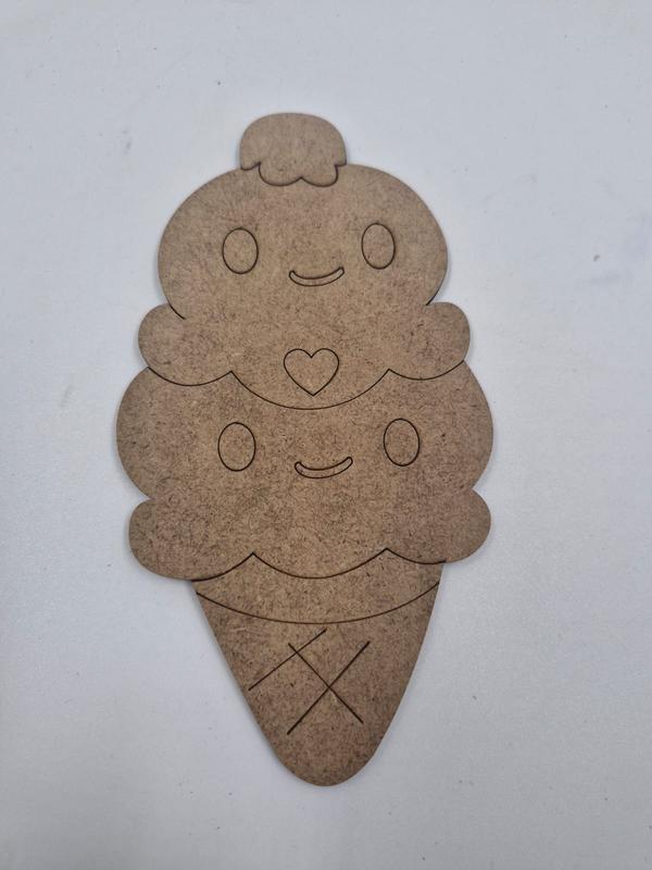 1 Adet Sevimli Külah Dondurma Ahşap Boyama Okul Diy Etkinlik Aktivite Sanat 15 cm x 8 cm