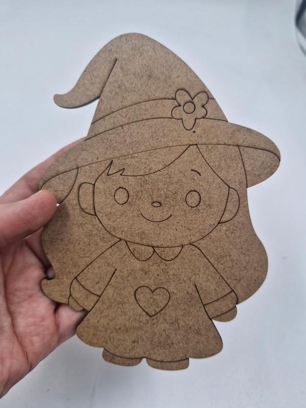 1 Adet Sevimli Cadı Ahşap Boyama Okul Diy Etkinlik Aktivite Sanat 15 cm x 11 cm