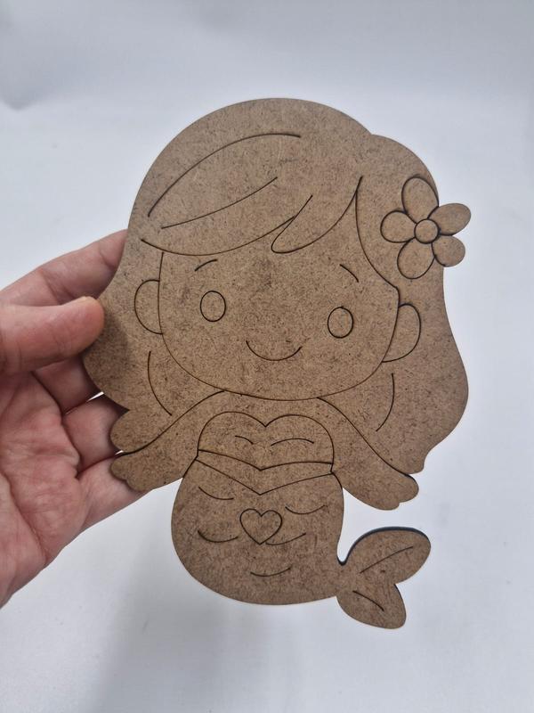 10 Adet Sevimli Denizkızı Ahşap Boyama Okul Diy Etkinlik Aktivite Sanat 15 cm x 11 cm