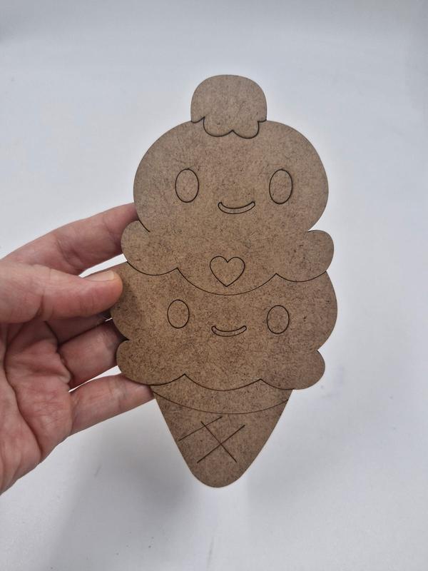 1 Adet Sevimli Külah Dondurma Ahşap Boyama Okul Diy Etkinlik Aktivite Sanat 15 cm x 8 cm