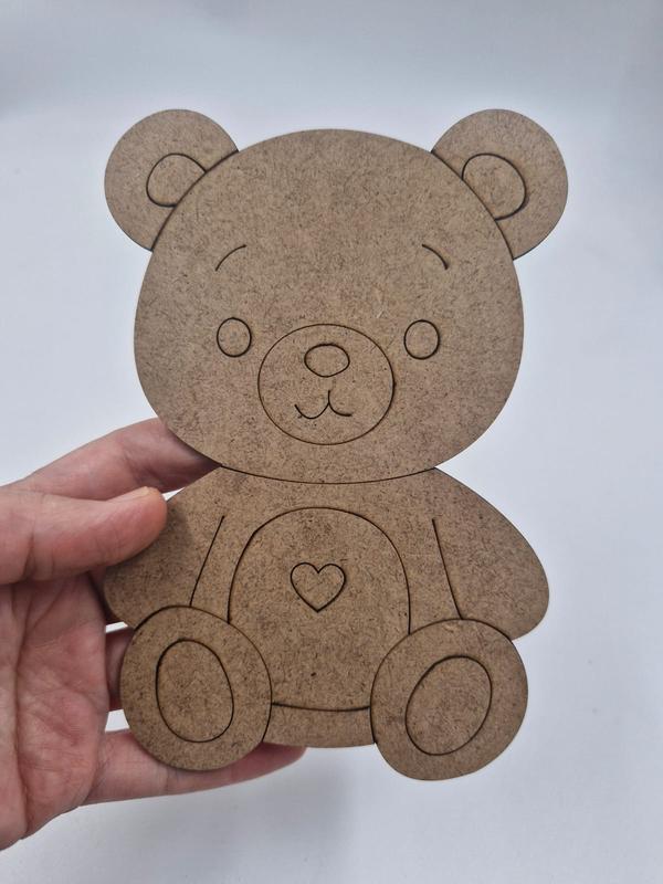 1 Adet Sevimli Ayıcık Ahşap Boyama Okul Diy Etkinlik Aktivite Sanat 15 cm x 10 cm