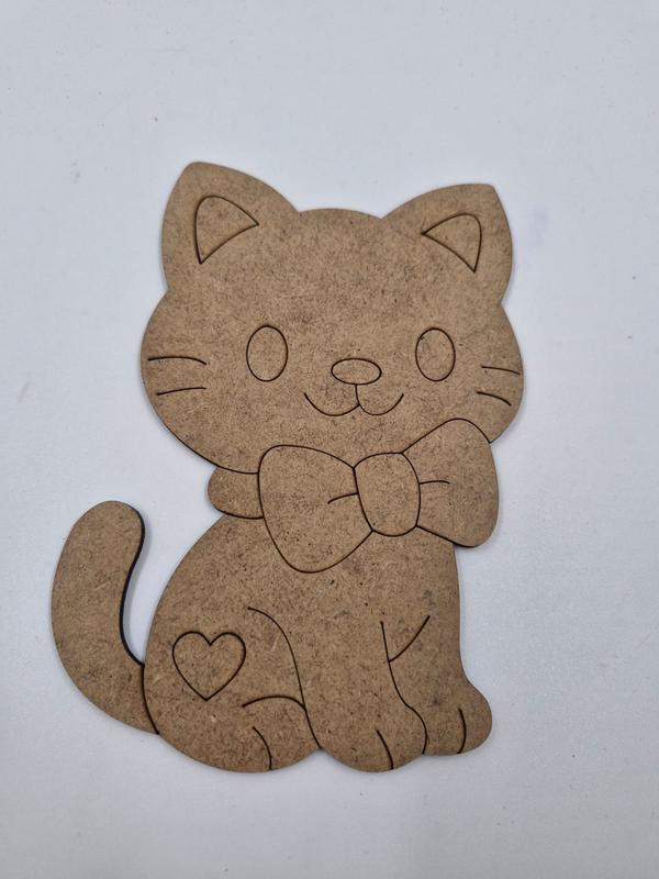 5 Adet Sevimli Papyonlu Kedi Ahşap Boyama Okul Diy Etkinlik Aktivite Sanat 15 cm x 12 cm