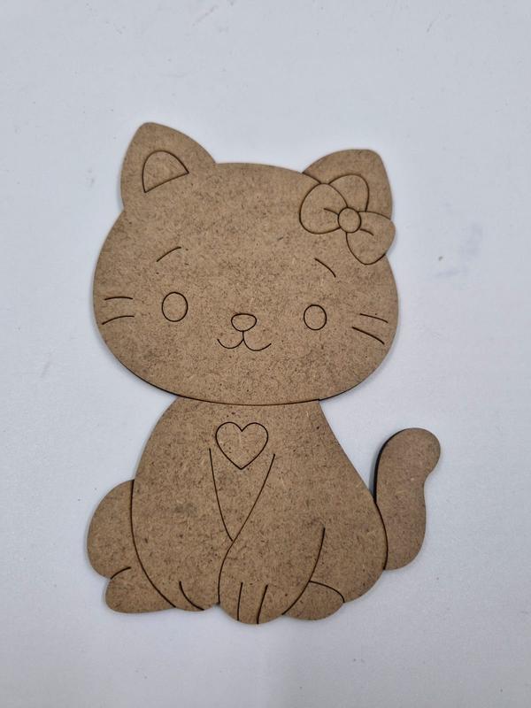 1 Adet Sevimli Kedi Ahşap Boyama Okul Diy Etkinlik Aktivite Sanat 15 cm x 10 cm