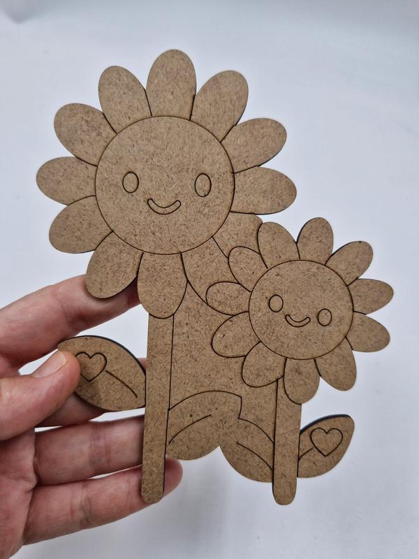 1 Adet Sevimli Ayçiçeği Ahşap Boyama Okul Diy Etkinlik Aktivite Sanat 15 cm x 12 cm