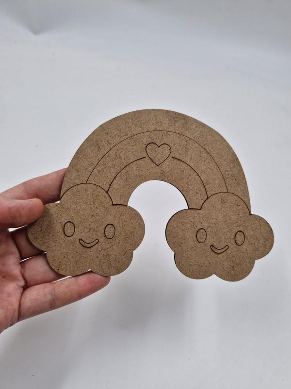 1 Adet Sevimli Gökkuşağı Ahşap Boyama Okul Diy Etkinlik Aktivite Sanat 15 cm x 10 cm