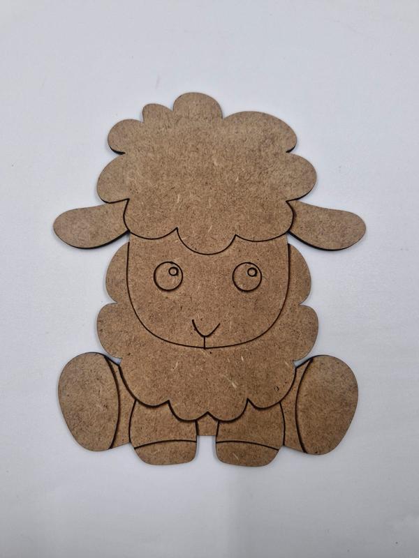 1 Adet Sevimli Kuzu Ahşap Boyama Okul Diy Etkinlik Aktivite Sanat 15 cm x 12 cm
