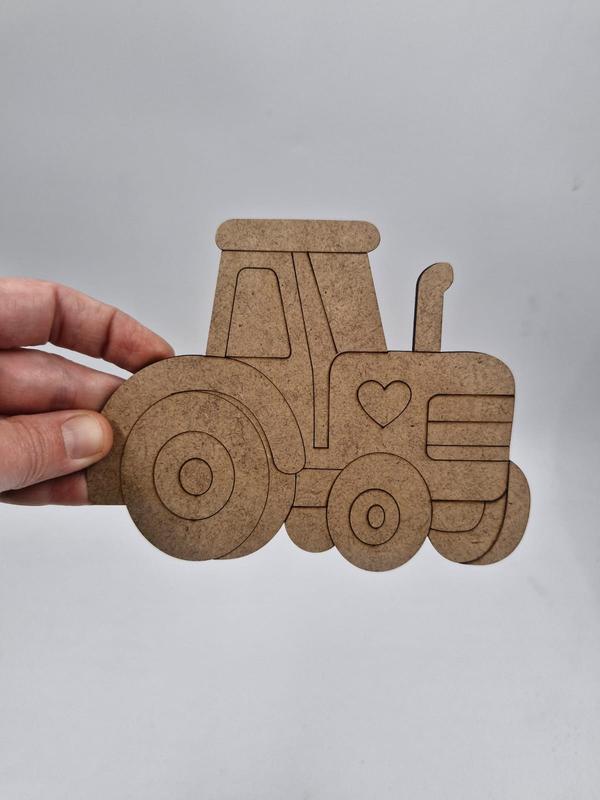 1 Adet Sevimli Traktör Ahşap Boyama Okul Diy Etkinlik Aktivite Sanat 15 cm x 11 cm