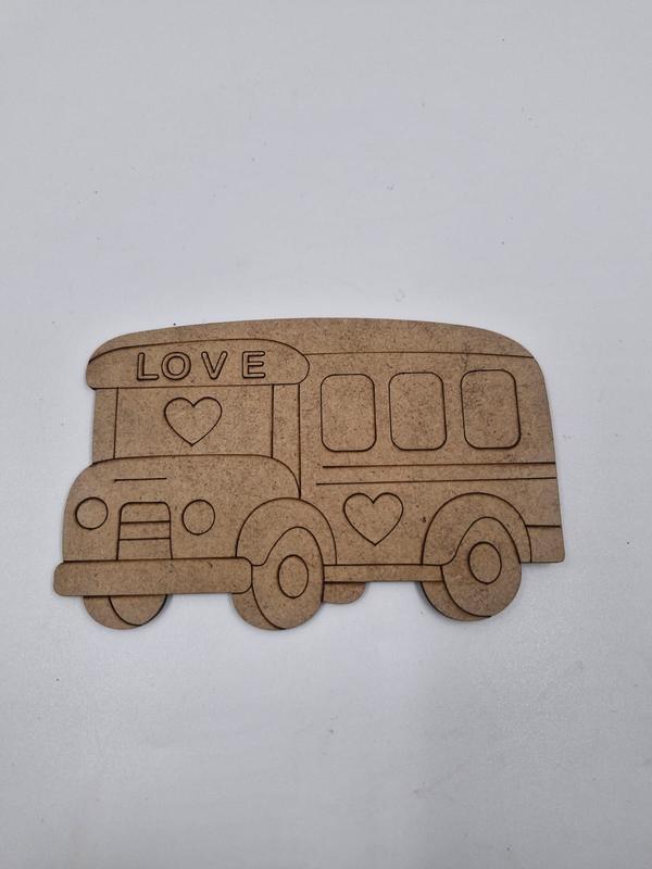 1 Adet Sevimli Okul Otobüsü Ahşap Boyama Okul Diy Etkinlik Aktivite Sanat 15 cm x 10 cm