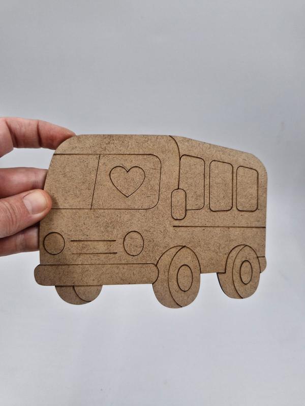 1 Adet Sevimli Otobüs Ahşap Boyama Okul Diy Etkinlik Aktivite Sanat 15 cm x 11 cm