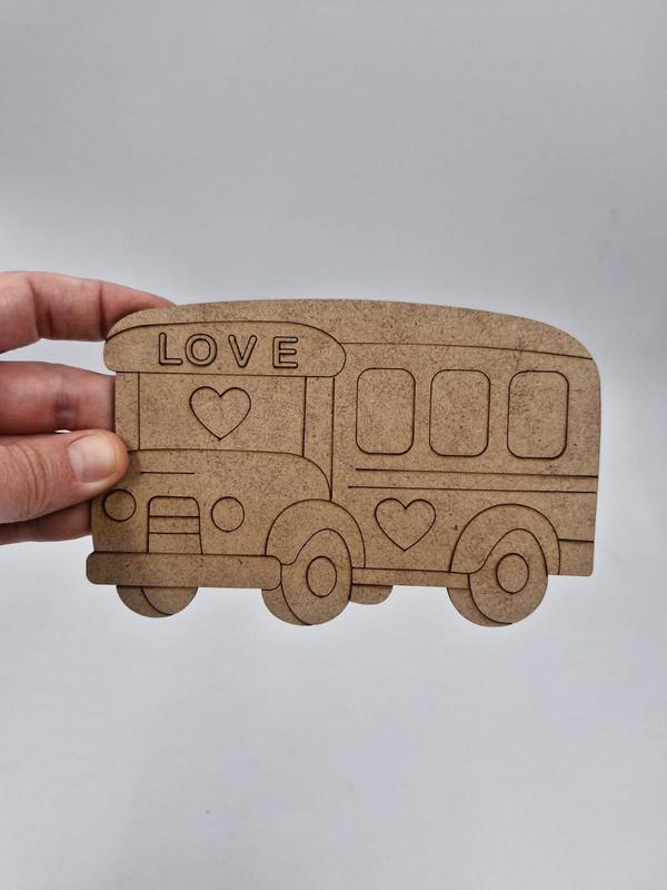 1 Adet Sevimli Okul Otobüsü Ahşap Boyama Okul Diy Etkinlik Aktivite Sanat 15 cm x 10 cm