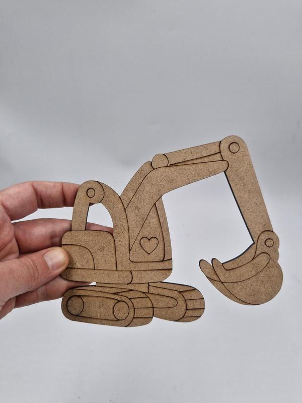 1 Adet Sevimli Ekskavatör Ahşap Boyama Okul Diy Etkinlik Aktivite Sanat 15 cm x 13 cm