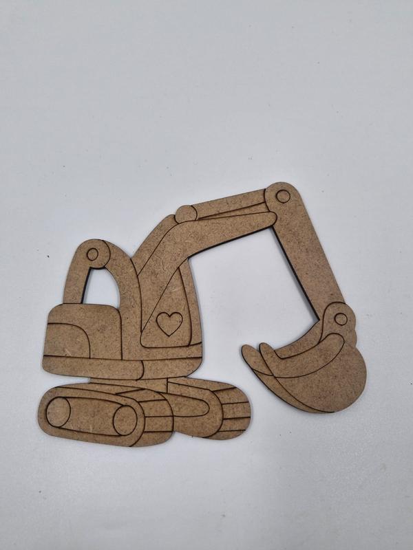 1 Adet Sevimli Ekskavatör Ahşap Boyama Okul Diy Etkinlik Aktivite Sanat 15 cm x 13 cm