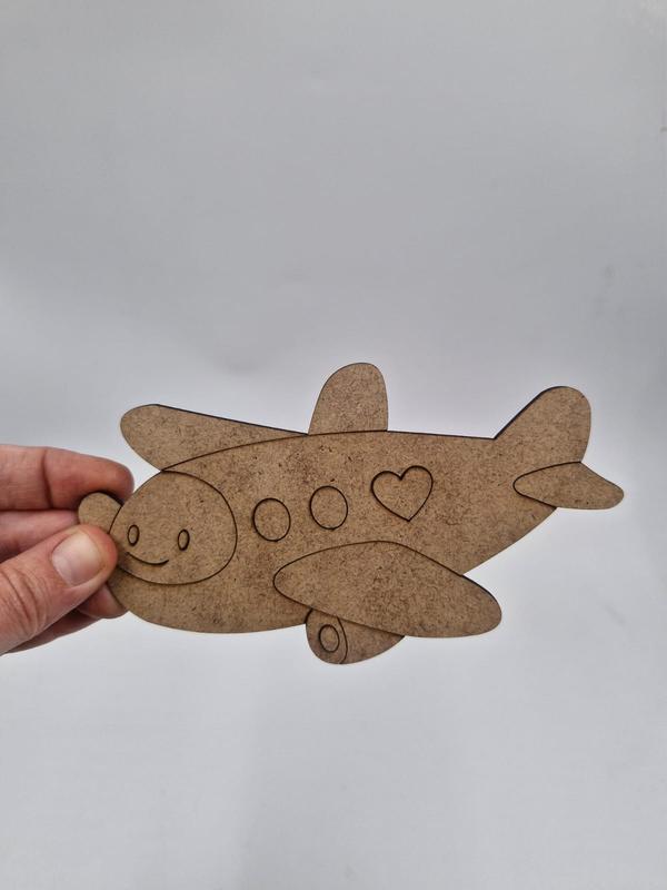 1 Adet Sevimli Uçak Ahşap Boyama Okul Diy Etkinlik Aktivite Sanat 15 cm x 9 cm