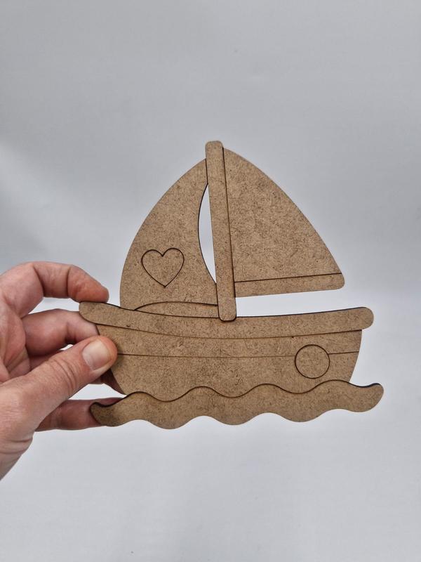 1 Adet Sevimli Gemi Ahşap Boyama Okul Diy Etkinlik Aktivite Sanat 15 cm x 14 cm