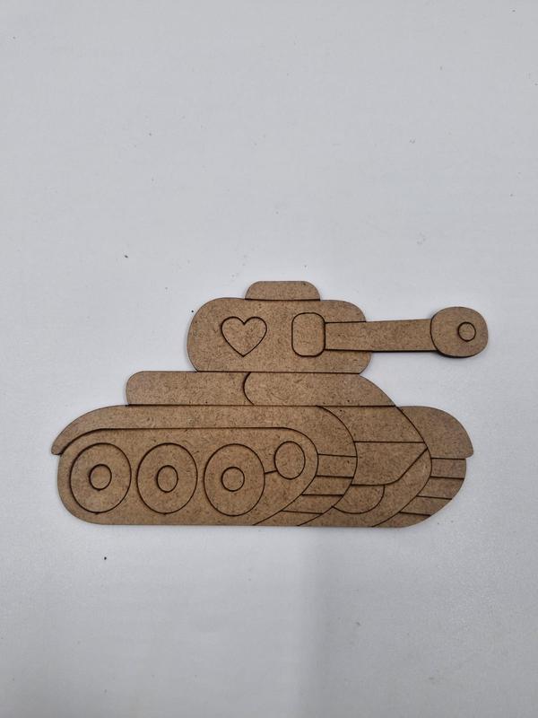 1 Adet Sevimli Tank Ahşap Boyama Okul Diy Etkinlik Aktivite Sanat 15 cm x 9 cm