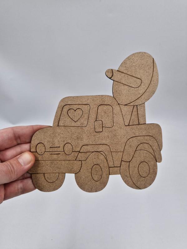 1 Adet Sevimli Kamyon Ahşap Boyama Okul Diy Etkinlik Aktivite Sanat 15 cm x 15 cm