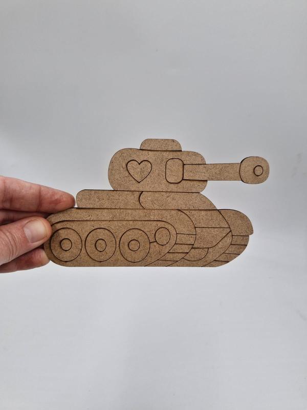 1 Adet Sevimli Tank Ahşap Boyama Okul Diy Etkinlik Aktivite Sanat 15 cm x 9 cm