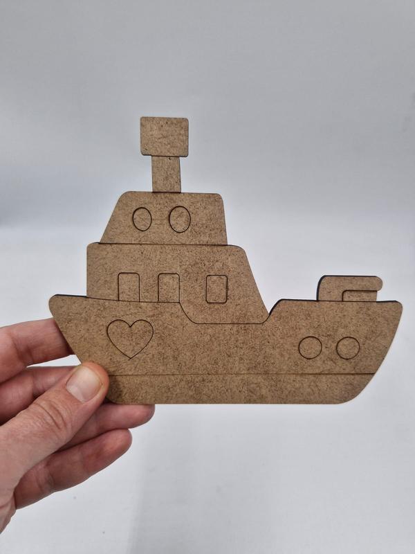 1 Adet Sevimli Vapur Gemi Ahşap Boyama Okul Diy Etkinlik Aktivite Sanat 15 cm x 12 cm