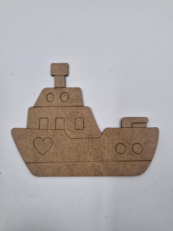 1 Adet Sevimli Vapur Gemi Ahşap Boyama Okul Diy Etkinlik Aktivite Sanat 15 cm x 12 cm
