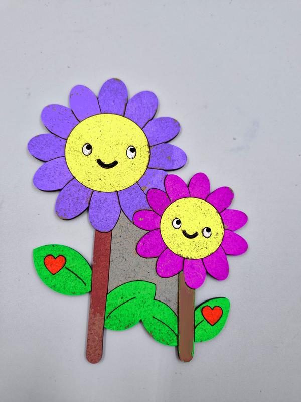 1 Adet Sevimli Ayçiçeği Ahşap Boyama Okul Diy Etkinlik Aktivite Sanat 15 cm x 12 cm