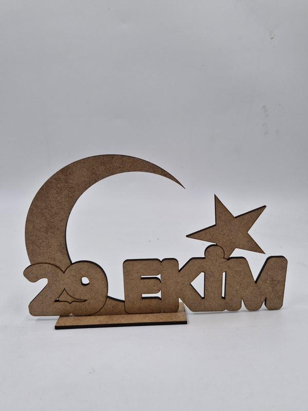 1 Adet 29 Ekim Ay Yıldız Ahşap Boyama Okul Dıy Etkinlik Aktivite Sanat 20 cm x 13 cm
