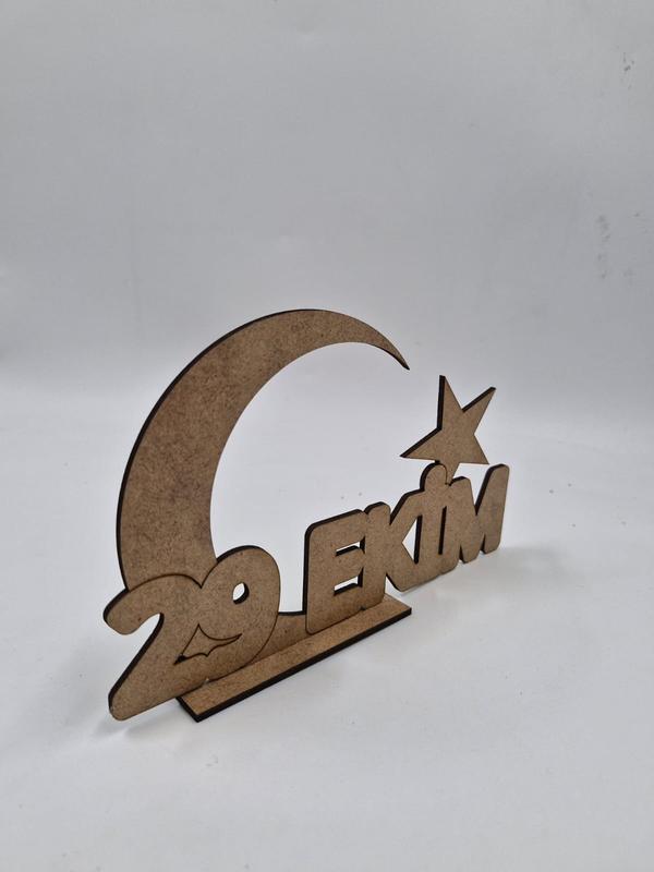 1 Adet 29 Ekim Ay Yıldız Ahşap Boyama Okul Dıy Etkinlik Aktivite Sanat 20 cm x 13 cm