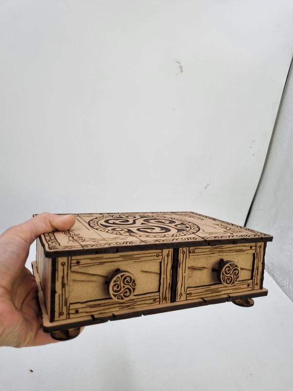 Ahşap Dekoratif İki Çekmeceli Kutu 20 cm x 12 cm x 8 cm