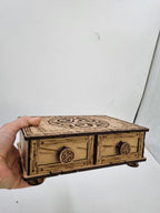 Ahşap Dekoratif İki Çekmeceli Kutu 20 cm x 12 cm x 8 cm