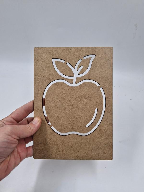 1 Adet Meyveler Elma Ahşap Montessori Resim Çizim Okul Dıy Etkinlik Aktivite Sanat 20 cm x 14 cm