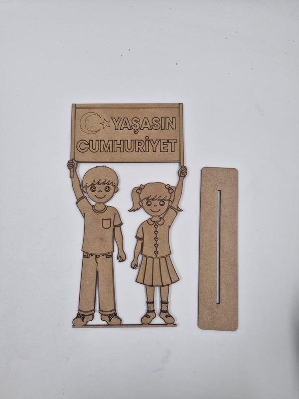 1 Adet Yaşasın Cumhuriyet Ahşap Boyama Okul Dıy Etkinlik Aktivite Sanat 25 cm x 13 cm